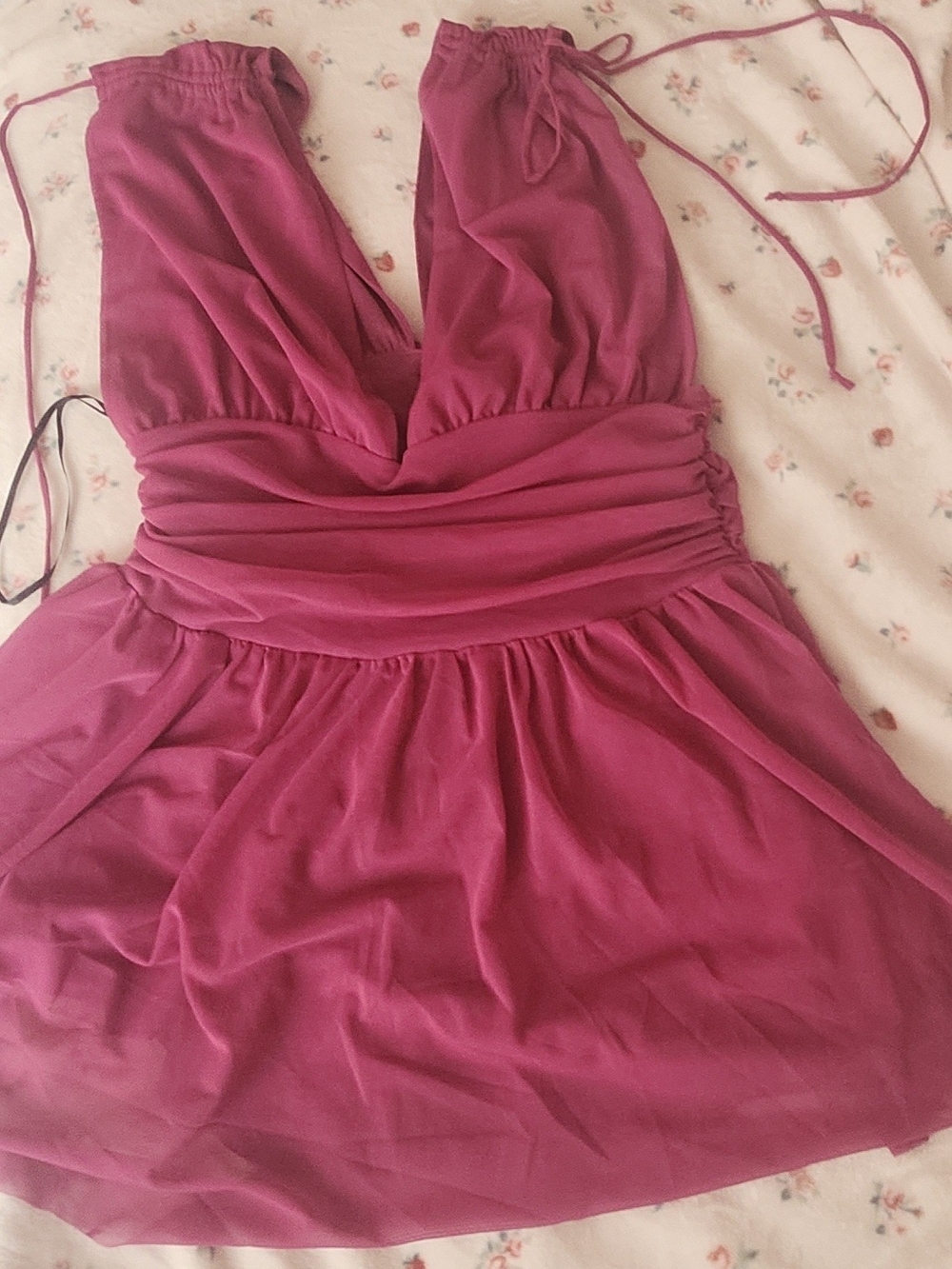 Forever 21 Fuchsia Halter V-Neck Dress